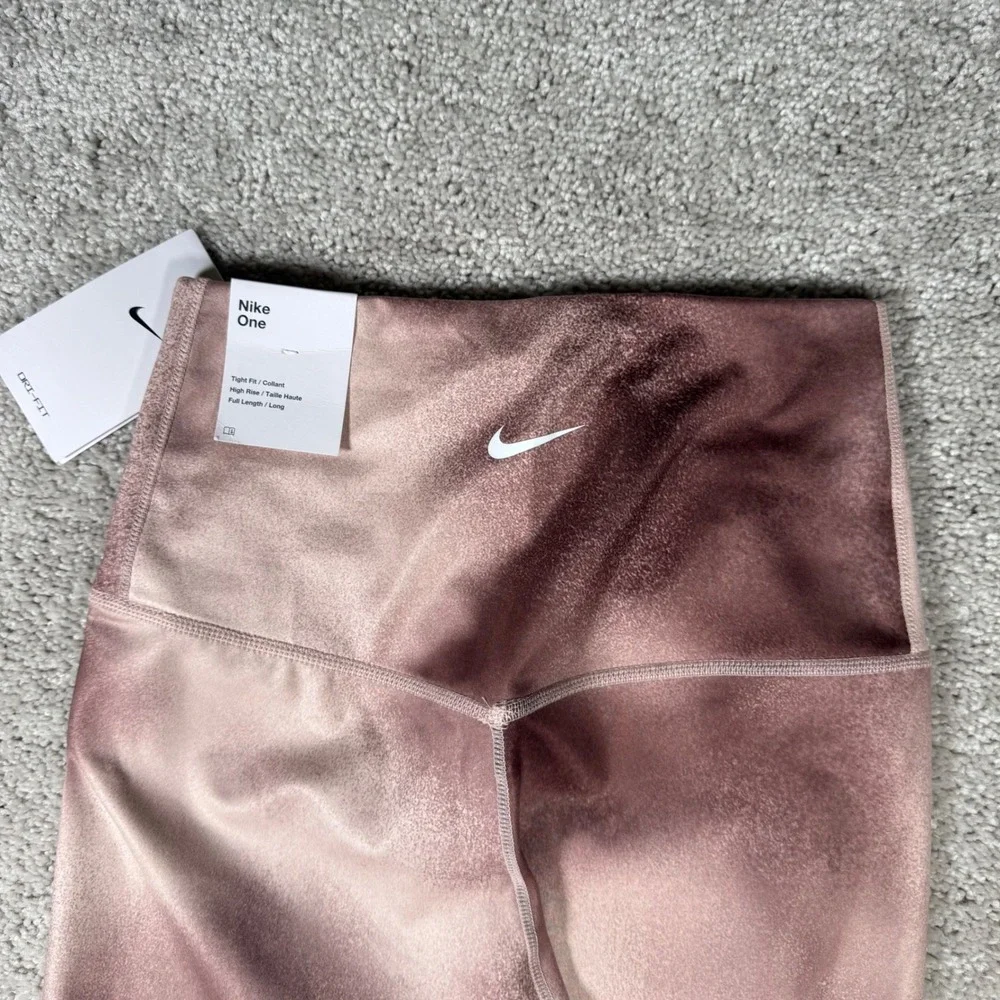 NWT Nike‎ One Women's XS High Rise Full Length Dri-Fit Leggings Mauve Ombre